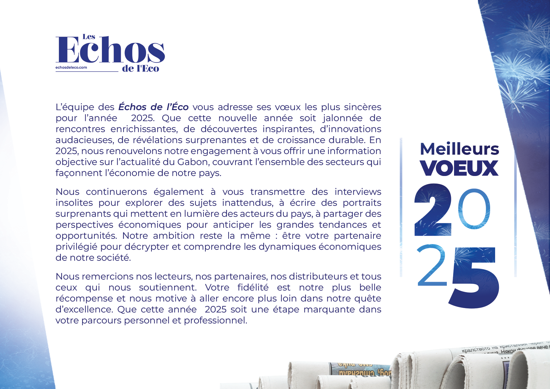 LES ÉCHOS DE L’ÉCO : 4 ANS DEJA !